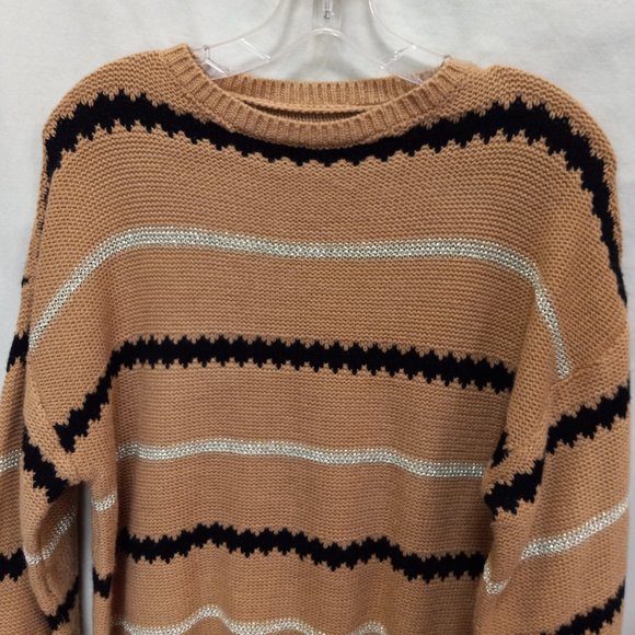 Unbranded tan, silver, black pullover knit winter sweater size XL (T-334) - Picture 2 of 7